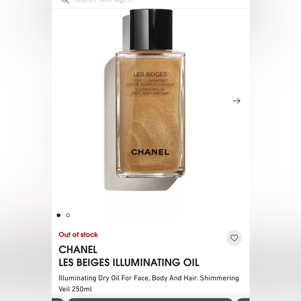 Chanel Les Beiges Illuminating Oil Face, Body, And Hair | Shimmering Veil